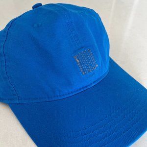 Blue Carhartt Baseball Hat with Gold Stitching